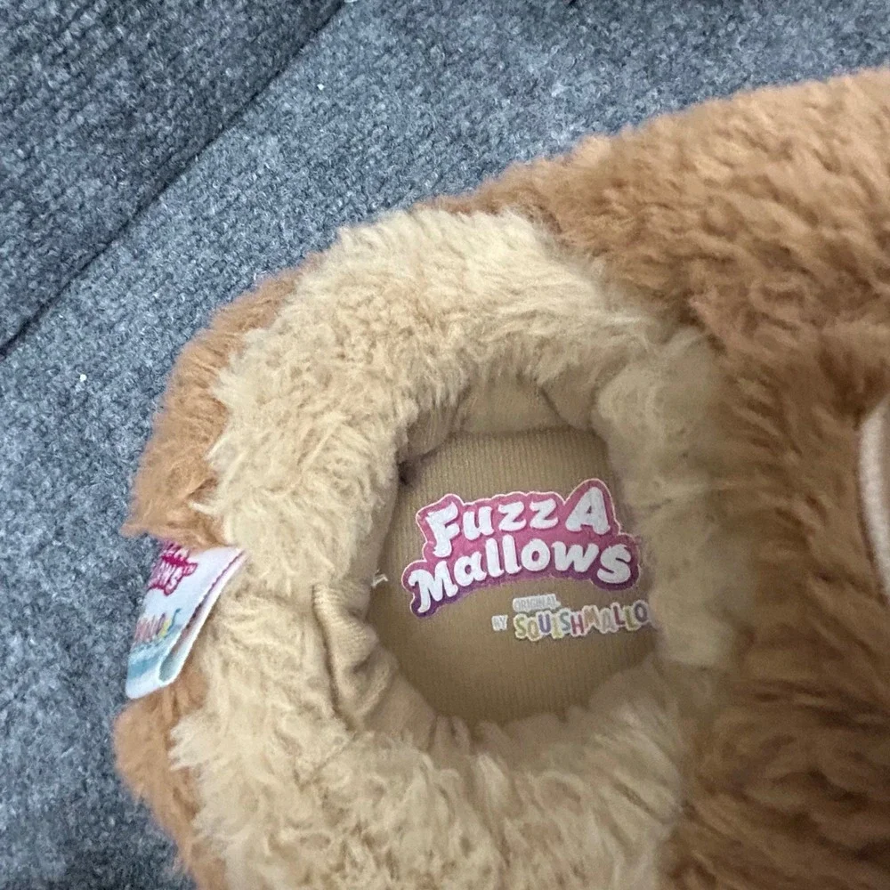 Squishmallows Fuzz-A-Mallows Highland Cow Slippers Brown Gold Horns Size 2-3